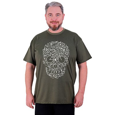 Camiseta Tradicional Estampada Plus Size Curta MXD Conceito Caveira MTB Bike