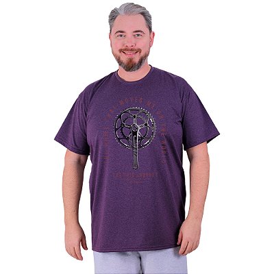 Camiseta Tradicional Estampada Plus Size Curta MXD Conceito MTB The Wheel That Moves Me On The World