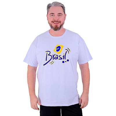 Camiseta Tradicional Estampada Plus Size Curta MXD Conceito Brasil Grafite
