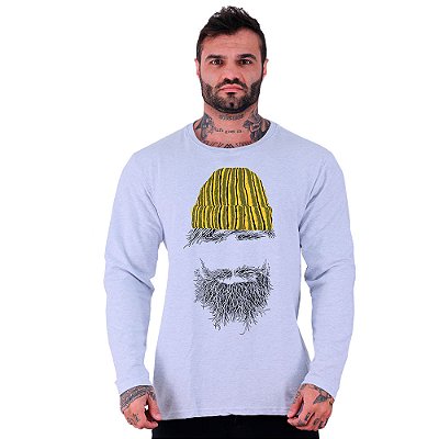 Camiseta Manga Longa Moletinho MXD Conceito Hipster Com Touca