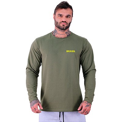 Camiseta Manga Longa Moletinho MXD Conceito Brasil Pátria Amada