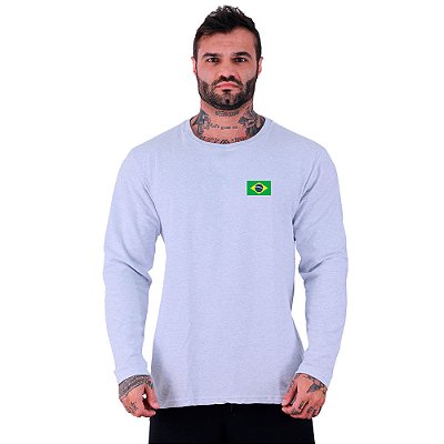 Camiseta Manga Longa Moletinho MXD Conceito Brasil Bandeira