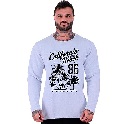 Camiseta Manga Longa Moletinho MXD Conceito SURF California Malibu Beach Another Cay In Paradise