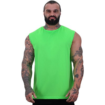 Regata Machão Dry Masculina 100% Poliéster Microperfurada Verde Flúor