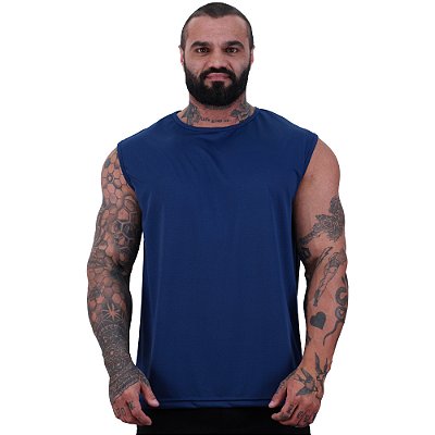 Regata Machão Dry Masculina 100% Poliéster Microperfurada Azul Marinho
