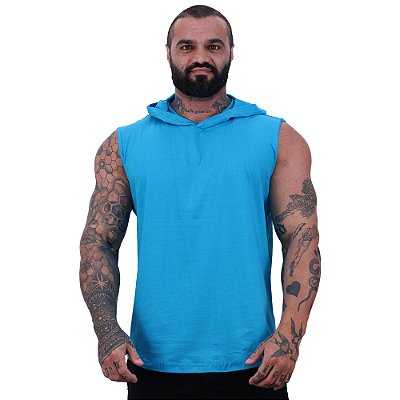 Regata Machão com Capuz Longline MXD Conceito 100% Algodão Azul Piscina