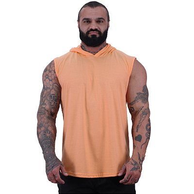 Regata Machão com Capuz Longline MXD Conceito 100% Algodão Laranja Claro