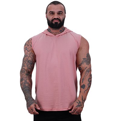 Regata Machão com Capuz Longline MXD Conceito 100% Algodão Rosa Coral