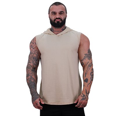 Regata Machão com Capuz Longline MXD Conceito 100% Algodão Bege