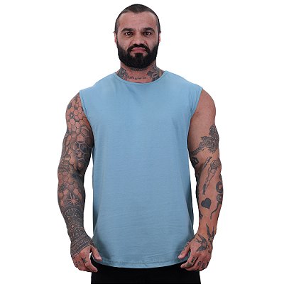Regata Machão Longline Sem Manga MXD Conceito 100% Algodão Azul Bebê