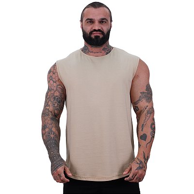 Regata Machão Longline Sem Manga MXD Conceito 100% Algodão Bege