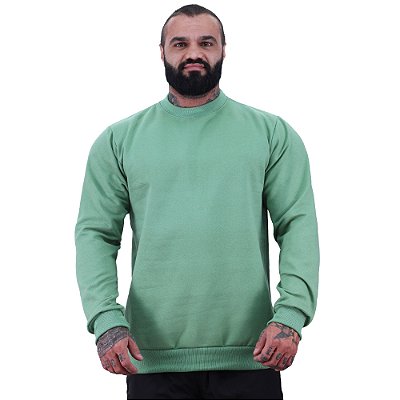 Blusa Moletom Lisa Basic Masculina MXD Conceito Sem Touca Verde Bebê