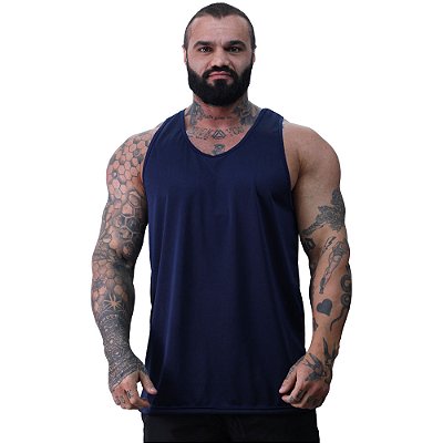 Regata Cavada Dry Masculina 100% Poliéster Microperfurada MXD Conceito Azul Petróleo