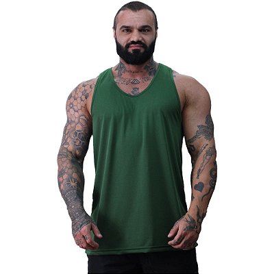 Regata Cavada Dry Masculina 100% Poliéster Microperfurada MXD Conceito Verde Militar