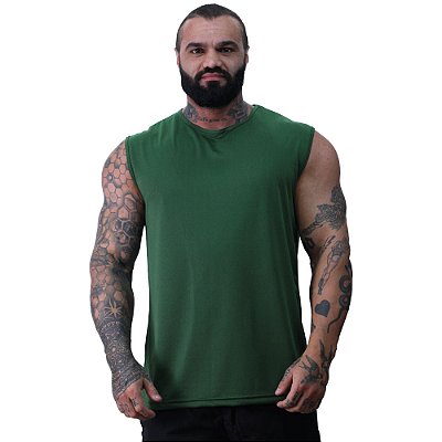 Regata Machão Dry Masculina 100% Poliéster Microperfurada Verde Militar
