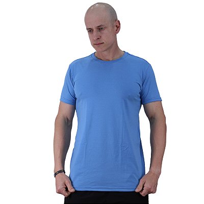 Camiseta Cotton Premium Tradicional fio 40.1 Elastano Masculina MXD Conceito Azul Claro