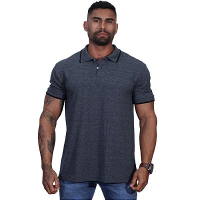 Camisa Polo Piquet Premium Penteado Masculina 50% Algodão 50% Poliéster MXD Conceito Mescla Preto