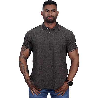 Camisa Polo Piquet Premium Penteado Masculina 50% Algodão 50% Poliéster MXD Conceito Marrom Benetton