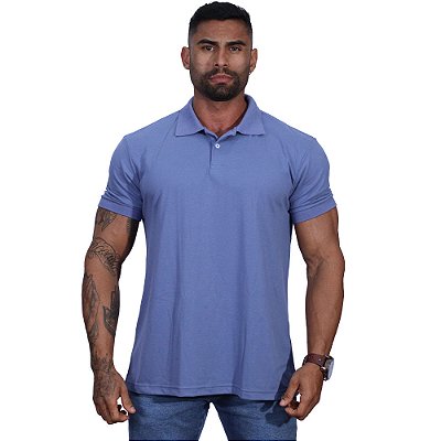 Camisa Polo Piquet Premium Penteado Masculina 50% Algodão 50% Poliéster MXD Conceito Azul Claro