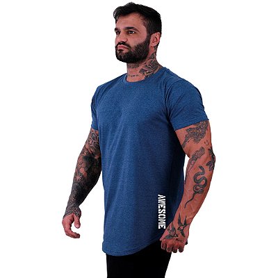 Camiseta Longline Masculina Estampa Lateral MXD Conceito Awesome