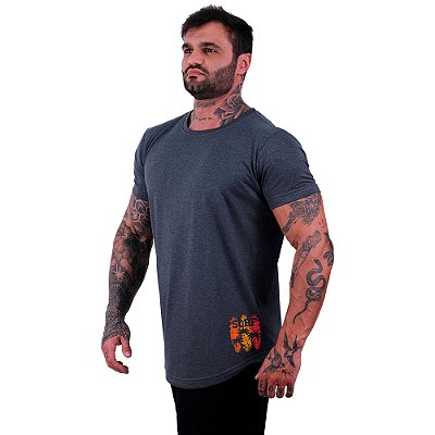 Camiseta Longline Masculina Estampa Lateral MXD Conceito Logo Três Pranchas