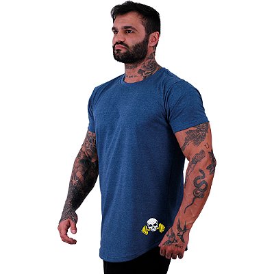 Camiseta Longline Masculina Estampa Lateral MXD Conceito Caveira Peso