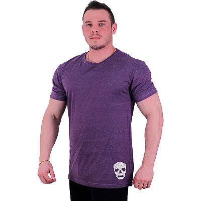 Camiseta Tradicional Estampa Lateral Manga Curta MXD Conceito Caveira Poligonal
