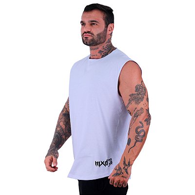 Regata Machão Longline Estampa Lateral Sem Manga MXD Conceito Logo Lobo