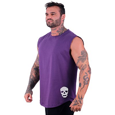 Regata Machão Longline Estampa Lateral Sem Manga MXD Conceito Caveira Poligono
