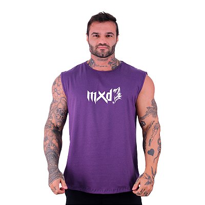 Regata Machão Longline Estampa Sem Manga MXD Conceito Logo Lobo
