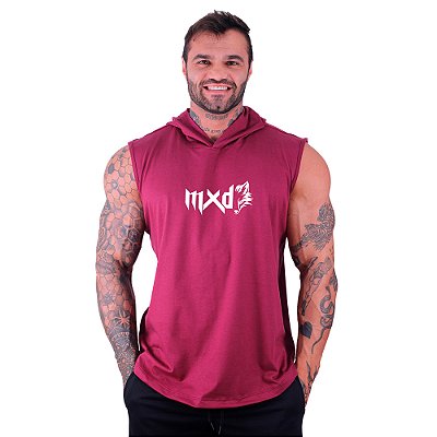 Regata Machão com Capuz Longline Estampa MXD Conceito Logo Lobo