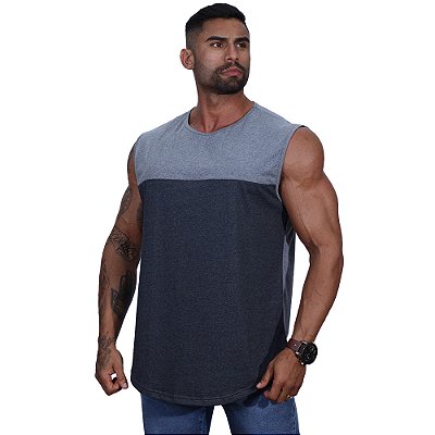 Regata Machão Longline Sem Manga MXD Conceito Bicolor Cinza e Chumbo