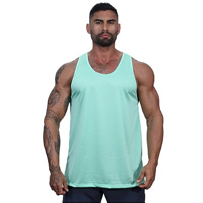 Regata Cavada Dry Masculina 100% Poliéster Microperfurada MXD Conceito Verde Água