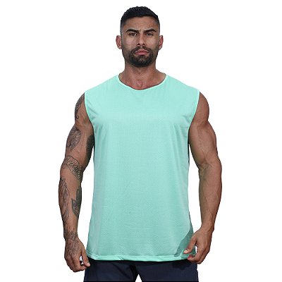 Regata Machão Dry Masculina 100% Poliéster Microperfurada Verde Água