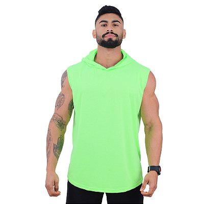 Regata Machão com Capuz Longline MXD Conceito 100% Algodão Verde Neon