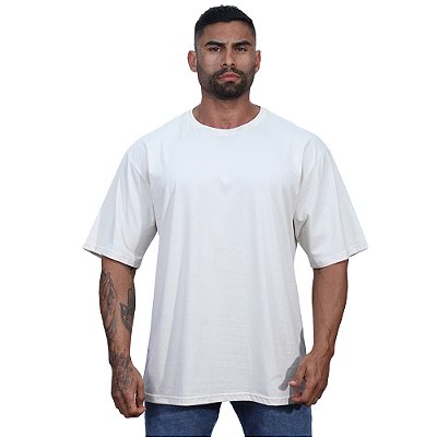 Camiseta Oversized Masculina MXD Conceito Maior Gramatura Branco Off-White