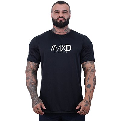 Camiseta Tradicional MXD Conceito Dry Fit 100% Poliéster Estampado Grife Furadinho Preta