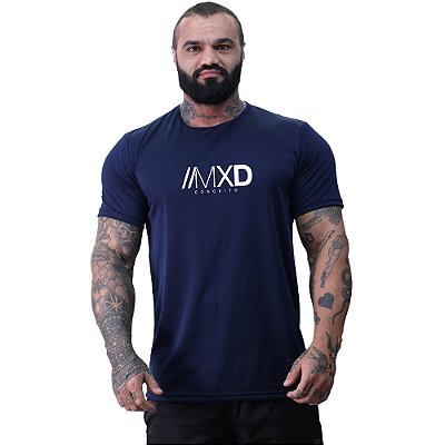 Camiseta Tradicional MXD Conceito Dry Fit 100% Poliéster Estampado Grife Furadinho Azul Petróleo