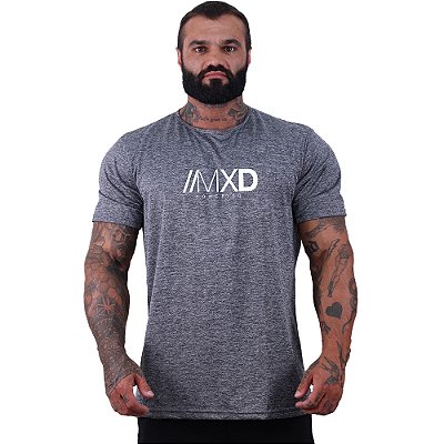 Camiseta Tradicional MXD Conceito Dry Fit 100% Poliéster Estampado Grife Rajado Furadinho Cinza