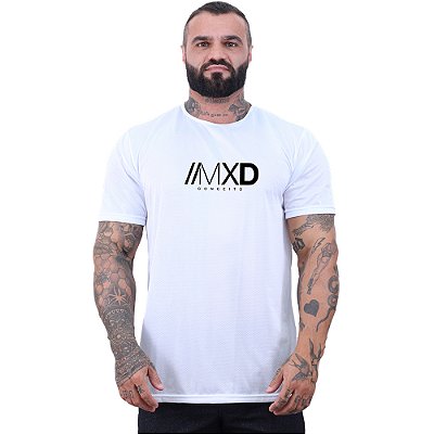 Camiseta Tradicional MXD Conceito Dry Fit 100% Poliéster Estampado Grife Furadinho Branco