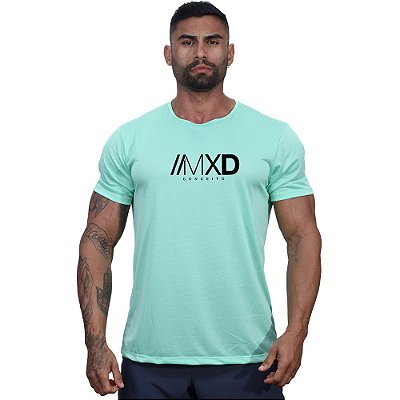 Camiseta Tradicional MXD Conceito Dry Fit 100% Poliéster Estampado Grife Furadinho Verde Água