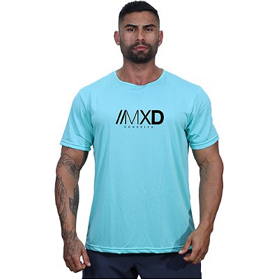 Camiseta Tradicional MXD Conceito Dry Fit 100% Poliéster Estampado Grife Furadinho Verde Água