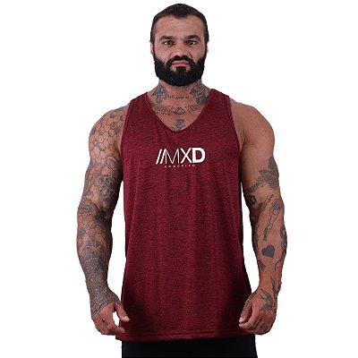 Regata Cavada MXD Conceito Dry Fit 100% Poliéster Estampado Grife Rajado Furadinho Vermelho