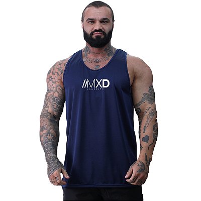 Regata Cavada MXD Conceito Dry Fit 100% Poliéster Estampado Grife Furadinho Azul Petróleo