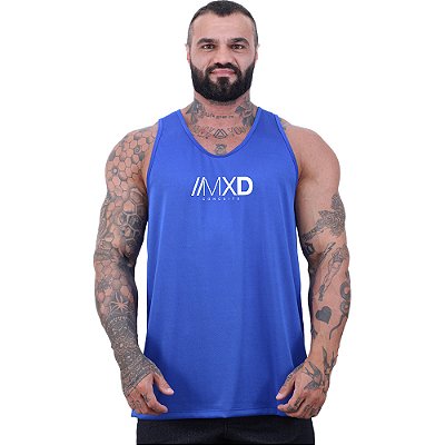 Regata Cavada MXD Conceito Dry Fit 100% Poliéster Estampado Grife Furadinho Azul Royal