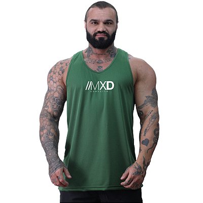 Regata Cavada MXD Conceito Dry Fit 100% Poliéster Estampado Grife Furadinho Verde Militar