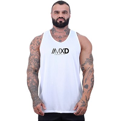 Regata Cavada MXD Conceito Dry Fit 100% Poliéster Estampado Grife Furadinho Branco