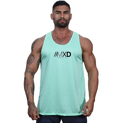 Regata Cavada MXD Conceito Dry Fit 100% Poliéster Estampado Grife Furadinho Verde Água