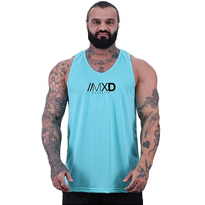 Regata Cavada MXD Conceito Dry Fit 100% Poliéster Estampado Grife Furadinho Azul Claro