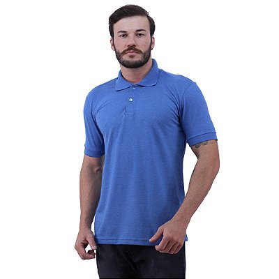 Camisa Polo Piquet Premium Penteado Masculina 50% Algodão 50% Poliéster MXD Conceito Azul Jeans